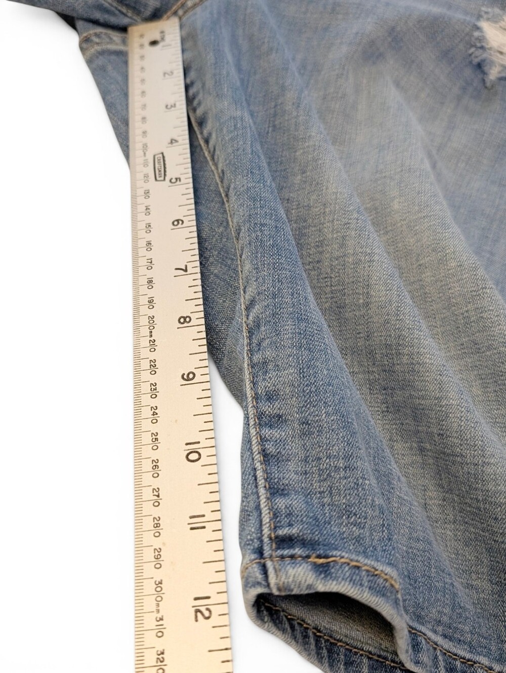 LEVIS Denim Bermuda Shorts Light Blue Jean Casual Distressed - Picture 11 of 16
